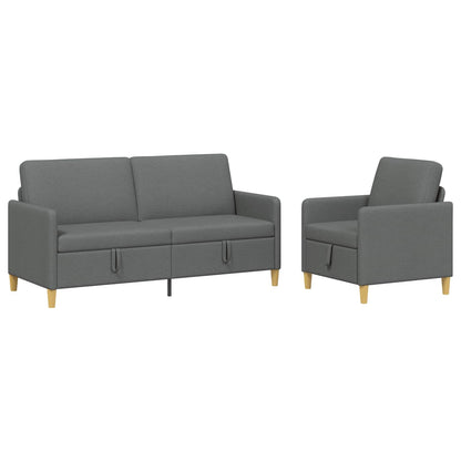 Set di Divani con Storage 2 pcs Grigio Scuro Poliestere | homemem39
