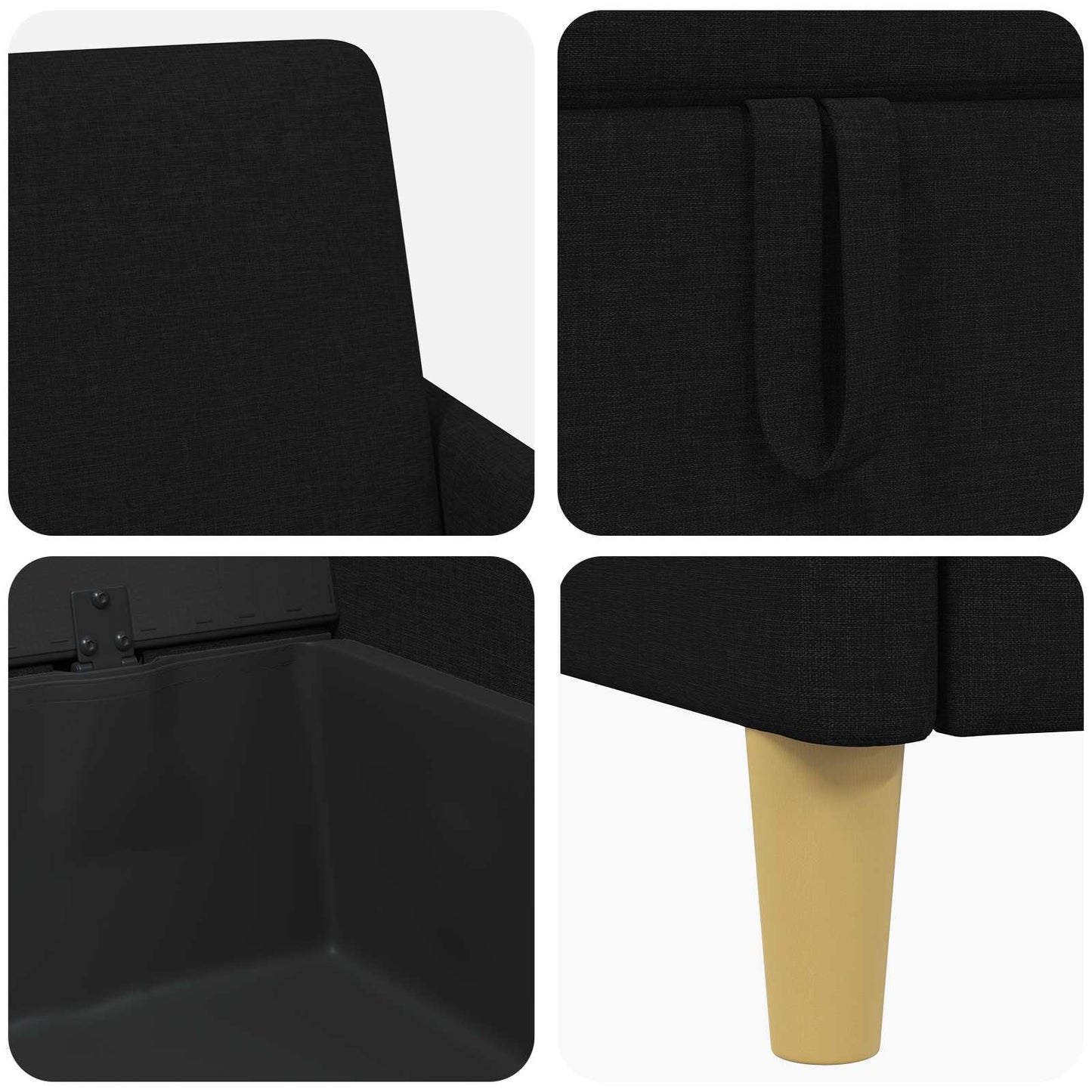 Set di Divani con Storage 2 pz Nero Poliestere