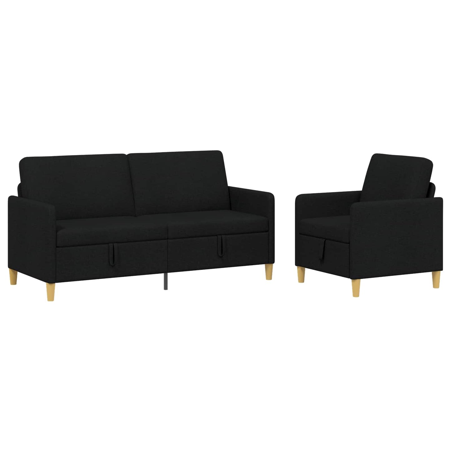 Set di Divani con Storage 2 pz Nero Poliestere