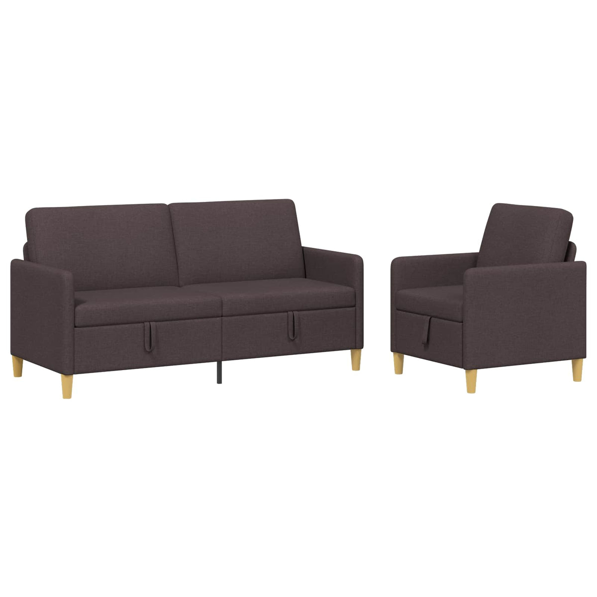 Set di Divani con Storage 2 pz Marrone Scuro Poliestere