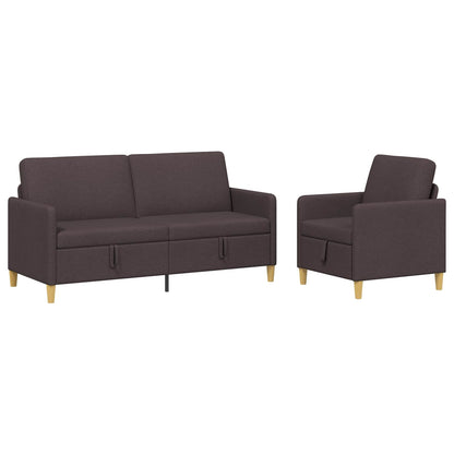 Set di Divani con Storage 2 pz Marrone Scuro Poliestere