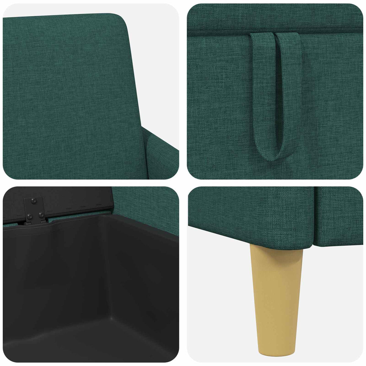 Set di Divani con Storage 2 pz Verde Scuro Poliestere