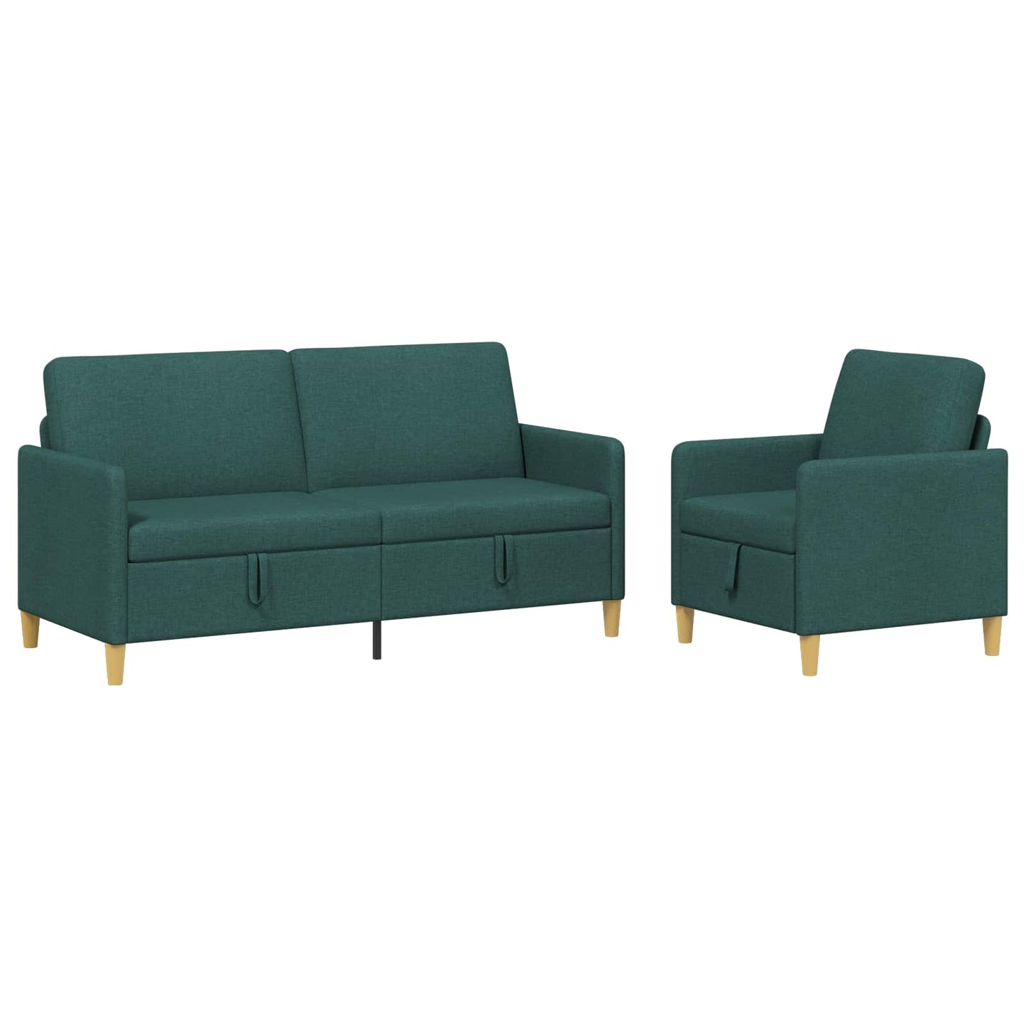 Set di Divani con Storage 2 pz Verde Scuro Poliestere