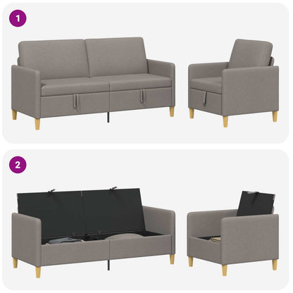 Set di Divani con Storage 2 pz Tortora Poliestere