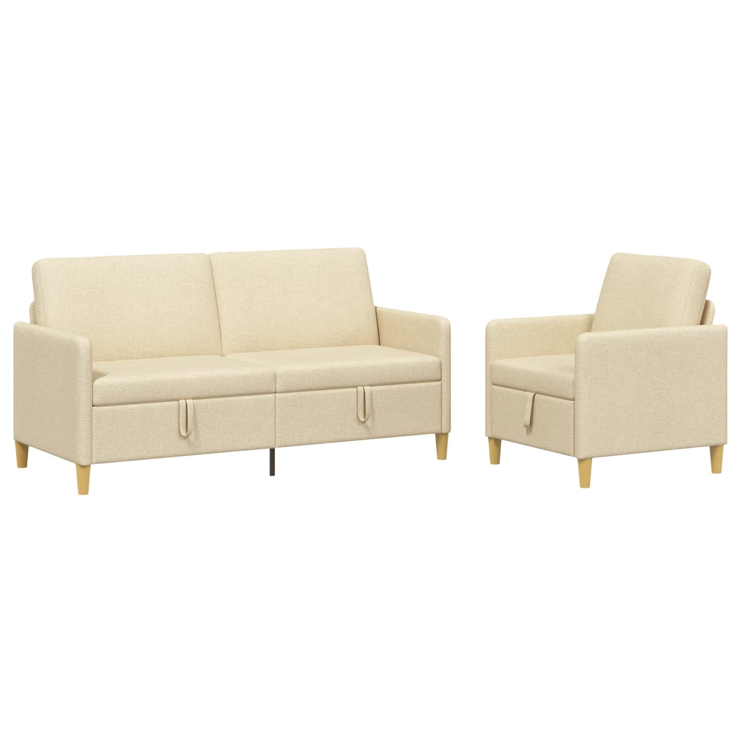 Set di Divani con Storage 2 pz Crema Poliestere