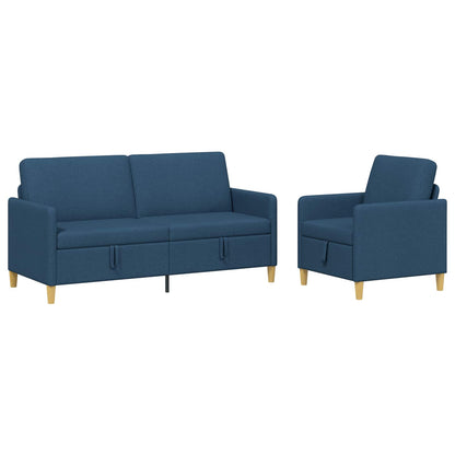 Set di Divani con Storage 2 pz Blu Poliestere