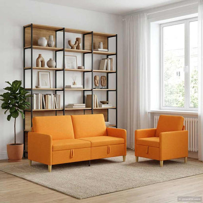 Set di Divani con Storage 2 pz Giallo Scuro Poliestere