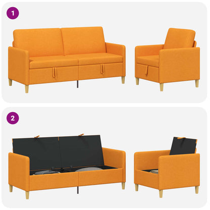 Set di Divani con Storage 2 pz Giallo Scuro Poliestere