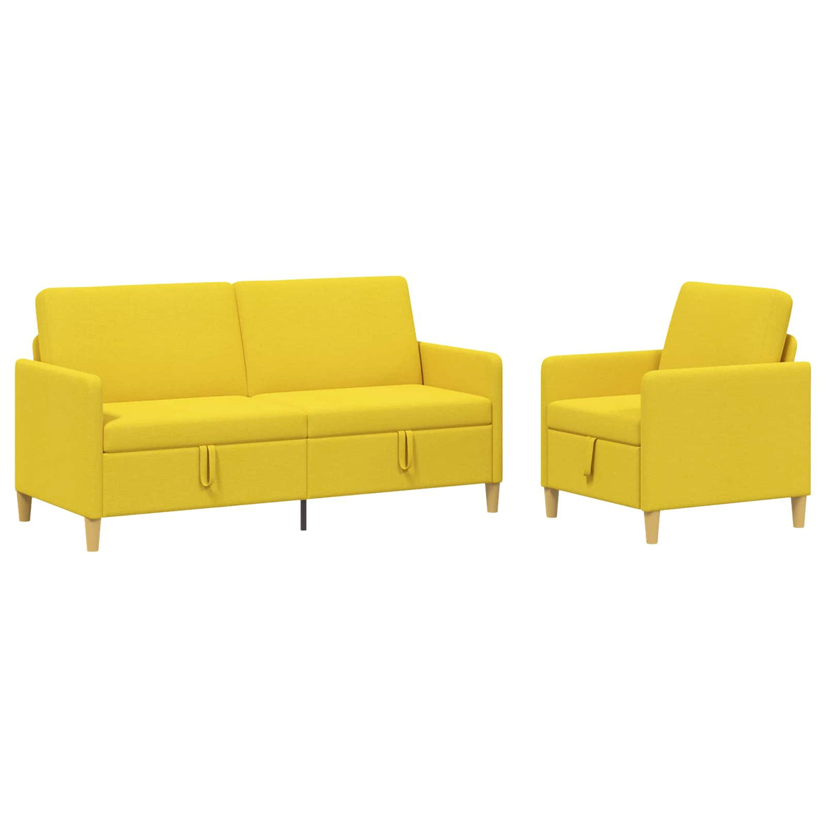 Set di Divani con Storage 2 pz Giallo Chiaro Poliestere