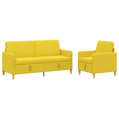 Set di Divani con Storage 2 pz Giallo Chiaro Poliestere