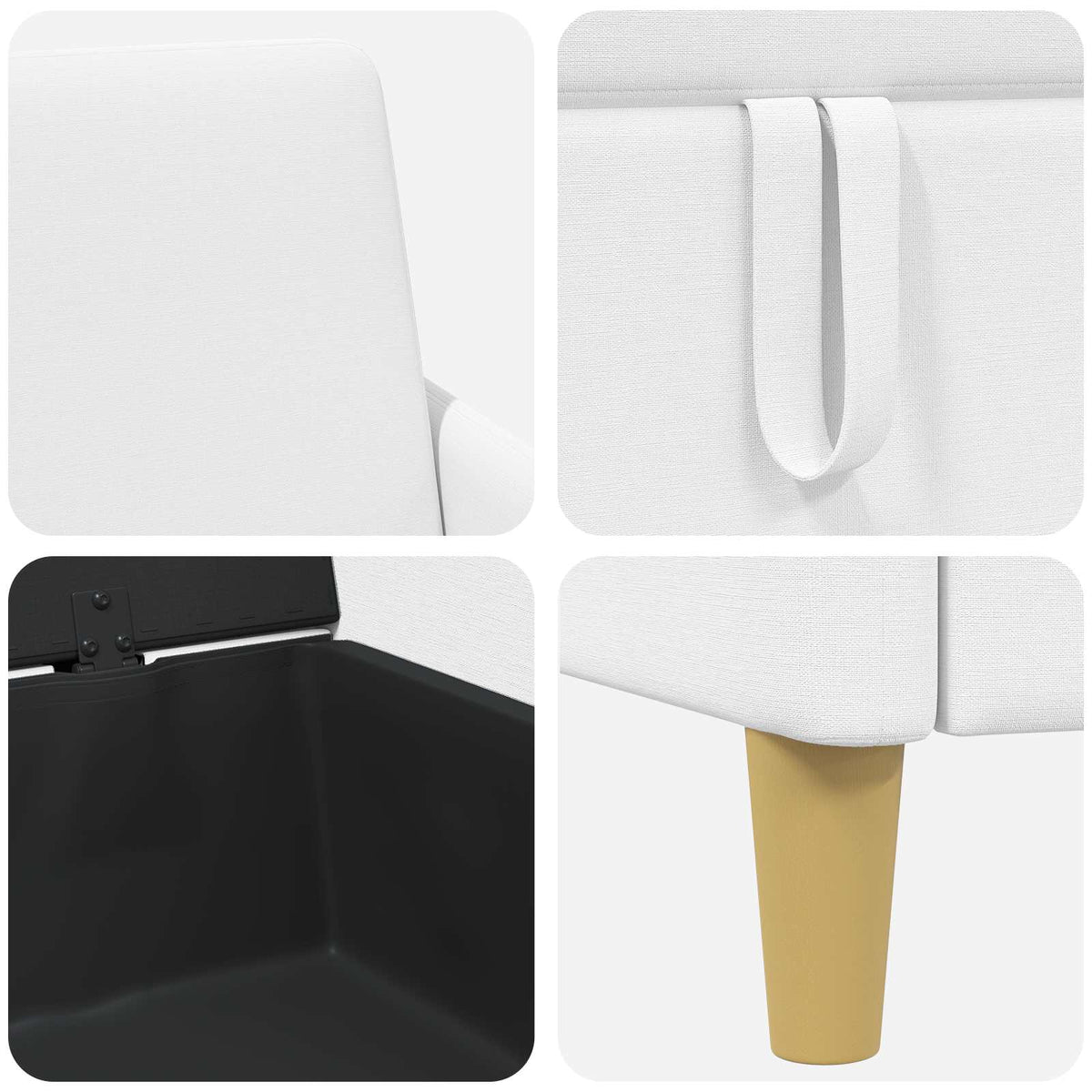 Set di Divani con Storage 2 pz Bianco Poliestere