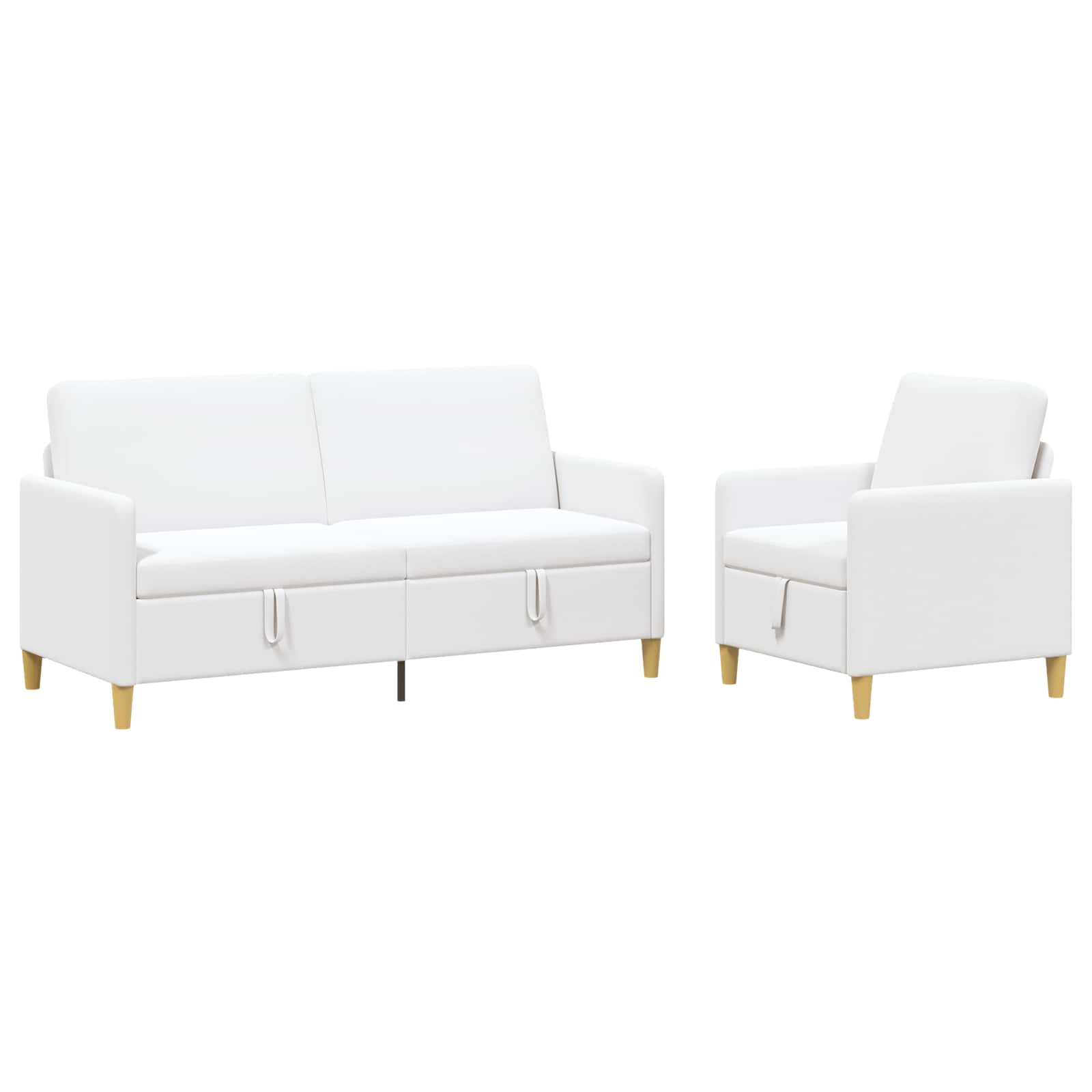 Set di Divani con Storage 2 pcs Bianco Poliestere | homemem39