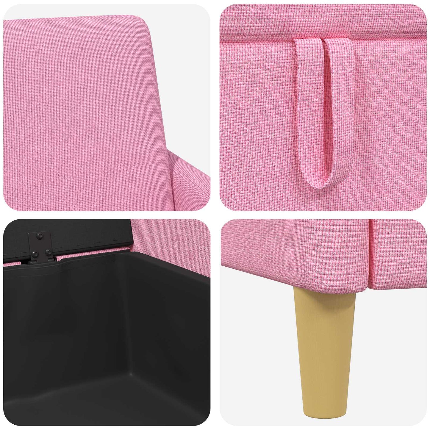Set di Divani con Storage 2 pz Rosa Poliestere