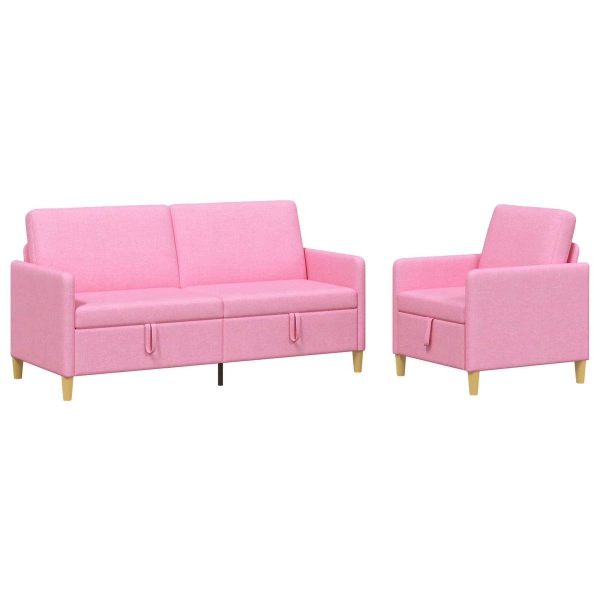 Set di Divani con Storage 2 pz Rosa Poliestere