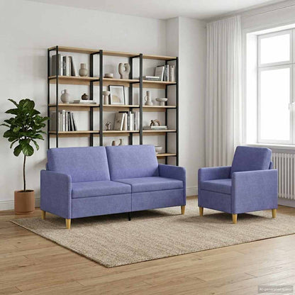 Set di Divani con Storage 2 pz Blu jeans Poliestere