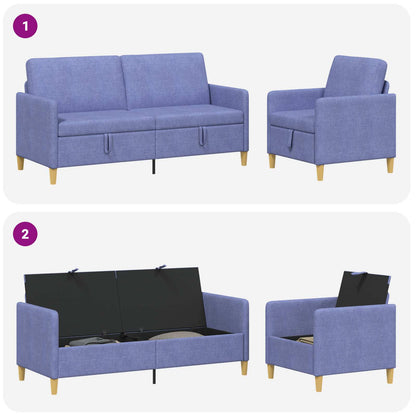 Set di Divani con Storage 2 pz Blu jeans Poliestere