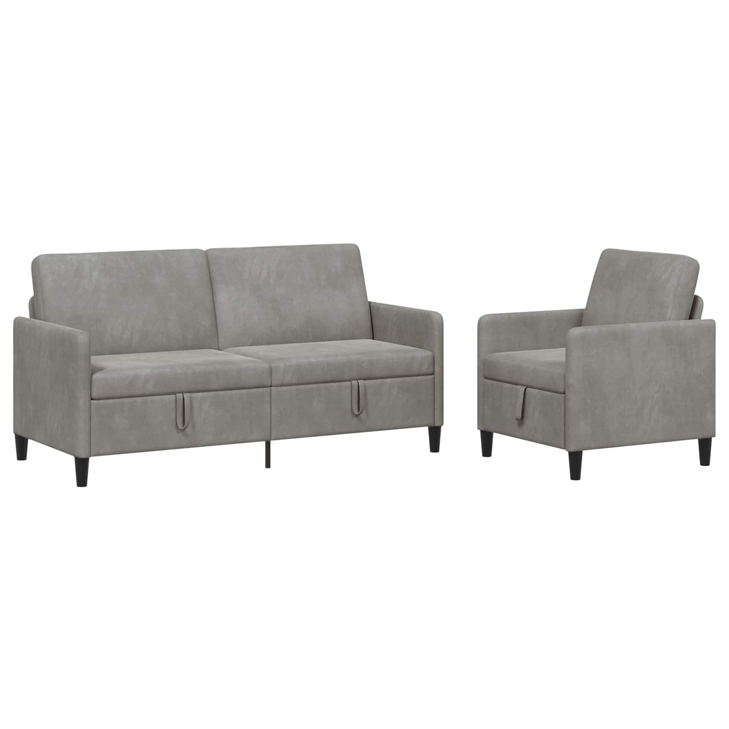 Set di Divani con Storage 2 pz Grigio Chiaro Poliestere | homemem39