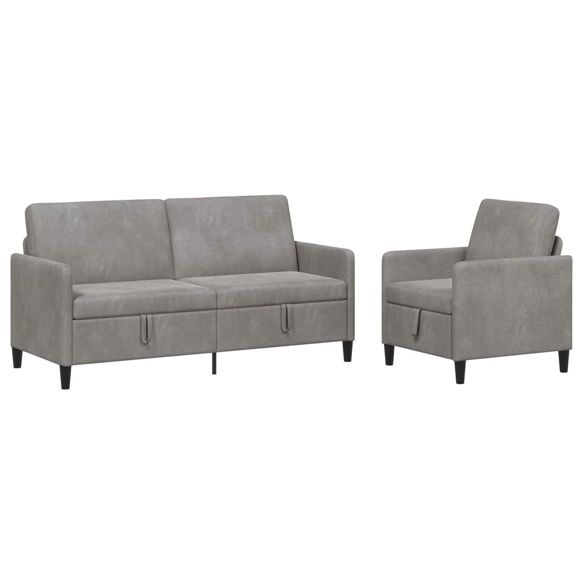 Set di Divani con Storage 2 pz Grigio Chiaro Poliestere