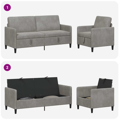 Set di Divani con Storage 2 pz Grigio Chiaro Poliestere | homemem39