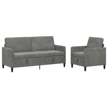 Set di Divani con Storage 2 pz Grigio Scuro Poliestere