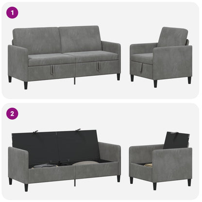 Set di Divani con Storage 2 pz Grigio Scuro Poliestere | homemem39