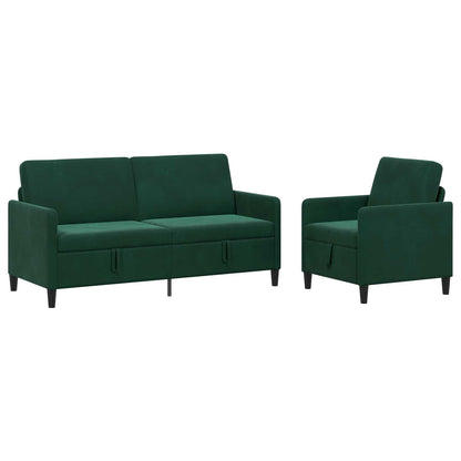 Set di Divani con Storage 2 pz Verde Scuro Poliestere