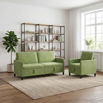 Set di Divani con Storage 2 pz Verde chiaro Poliestere