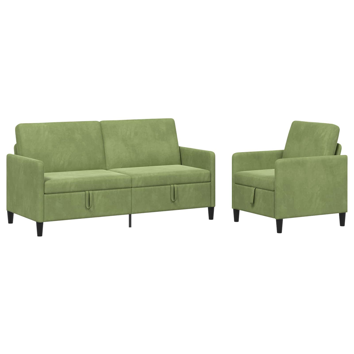 Set di Divani con Storage 2 pz Verde chiaro Poliestere