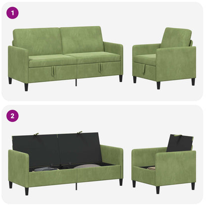 Set di Divani con Storage 2 pz Verde chiaro Poliestere