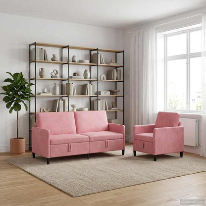 Set di Divani con Storage 2 pz Rosa Poliestere | homemem39