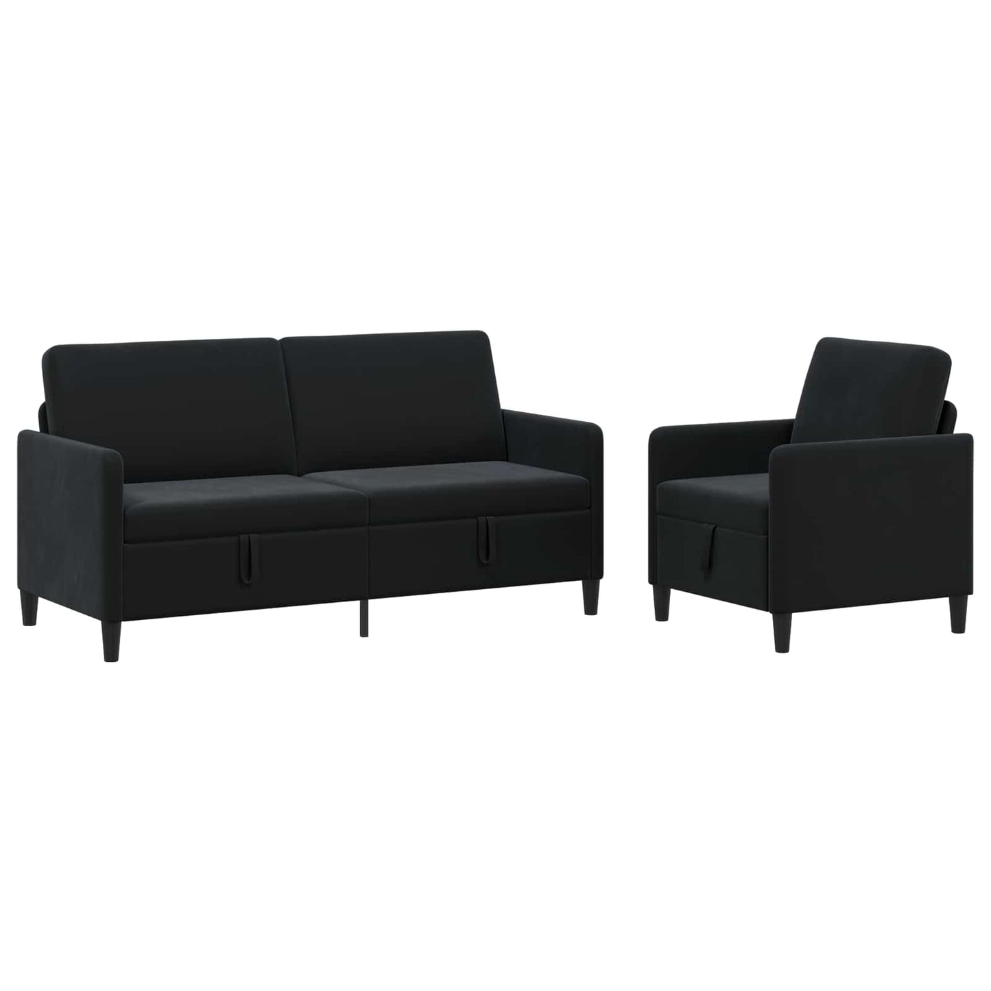 Set di Divani con Storage 2 pz Nero Poliestere | homemem39