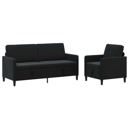 Set di Divani con Storage 2 pz Nero Poliestere | homemem39