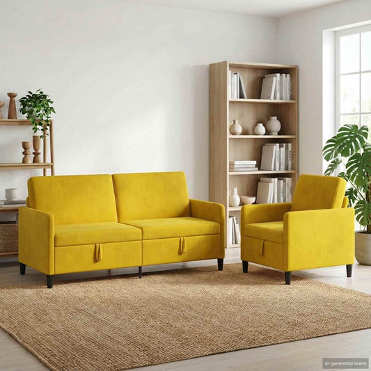Set di Divani con Storage 2 pz Giallo Poliestere | homemem39