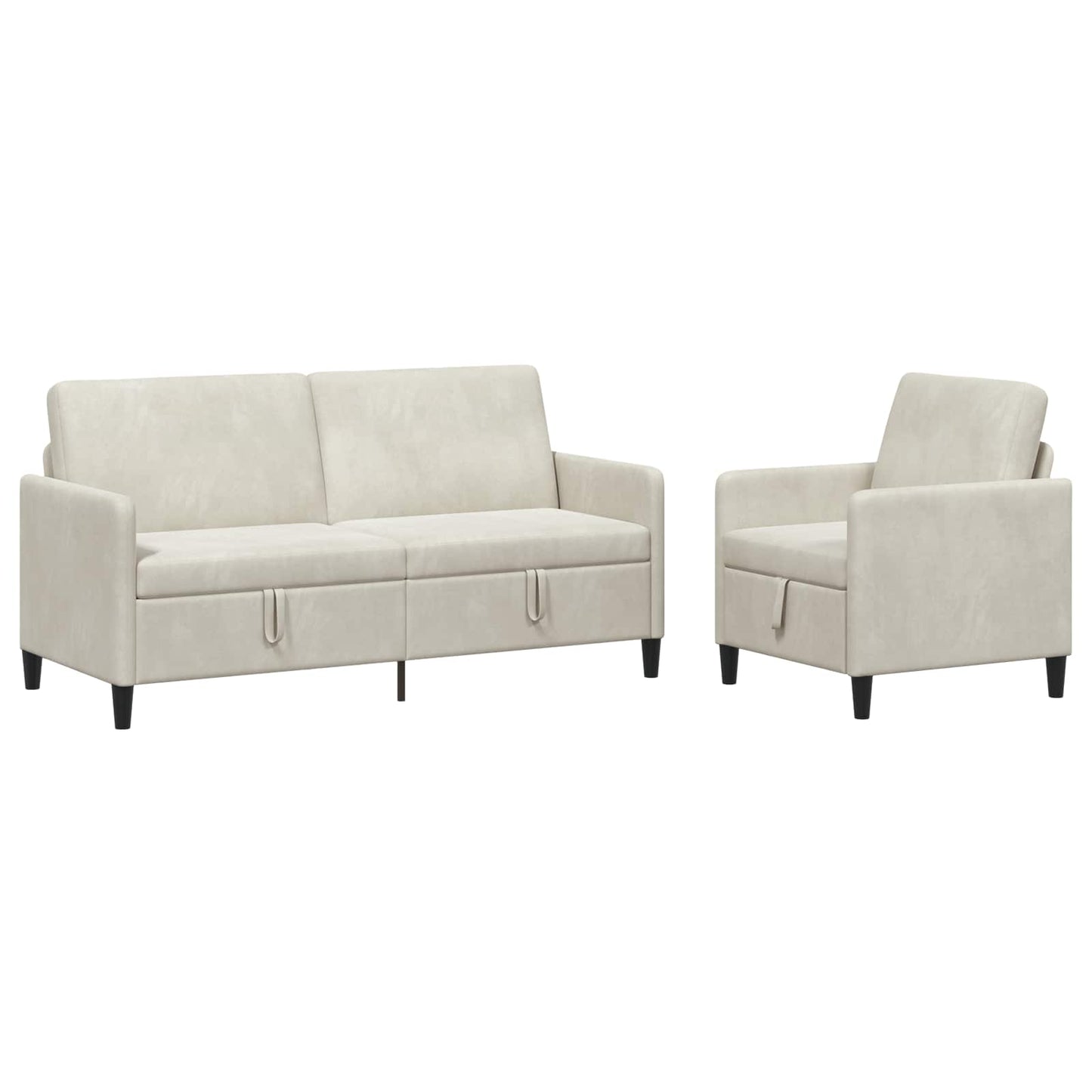 Set di Divani con Storage 2 pz Crema Poliestere | homemem39