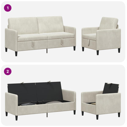 Set di Divani con Storage 2 pz Crema Poliestere