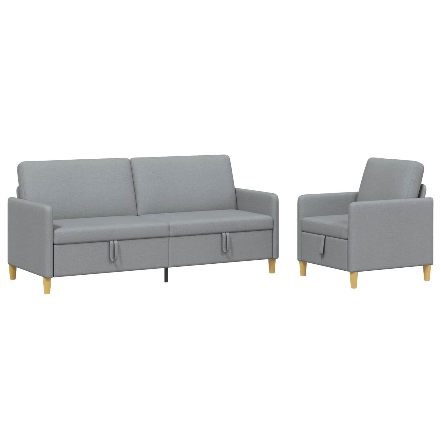 Set di Divani con Storage 2 pcs Grigio Chiaro Poliestere | homemem39