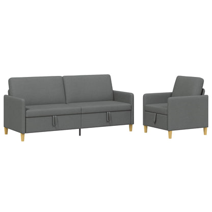 Set di Divani con Storage 2 pz Grigio Scuro Poliestere