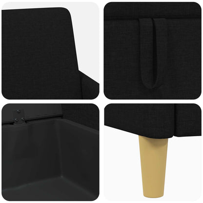 Set di Divani con Storage 2 pz Nero Poliestere