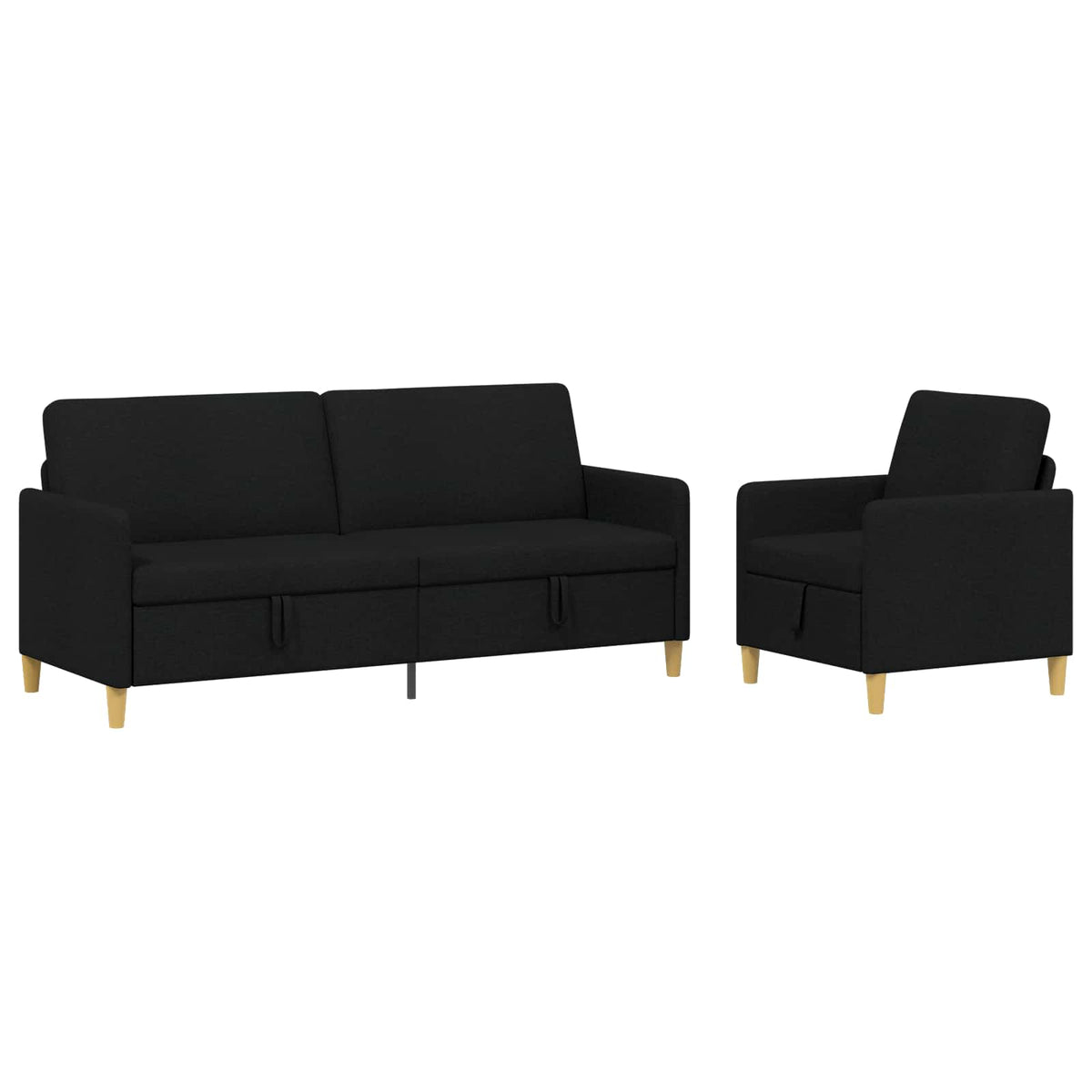 Set di Divani con Storage 2 pz Nero Poliestere