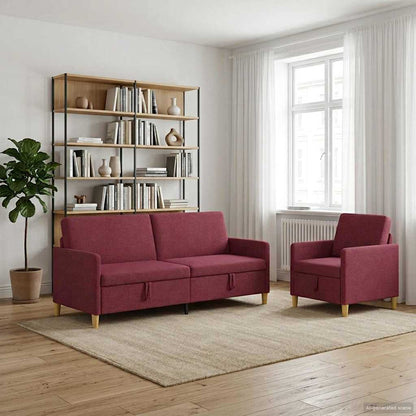 Set di Divani con Storage 2 pcs Rosso Vino Poliestere | homemem39