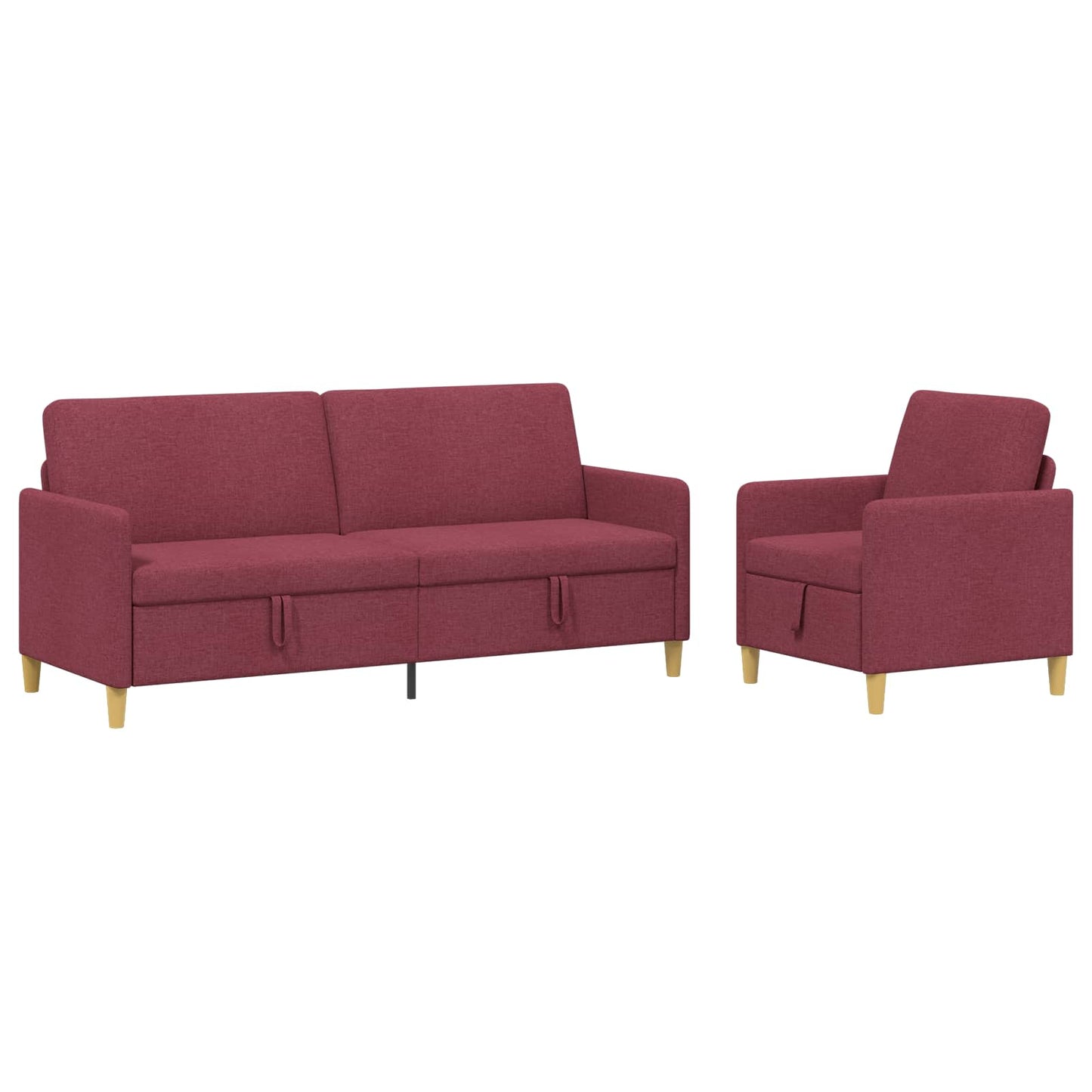Set di Divani con Storage 2 pcs Rosso Vino Poliestere | homemem39