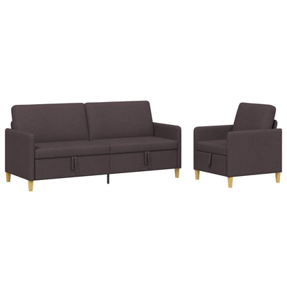 Set di Divani con Storage 2 pcs Marrone Scuro Poliestere | homemem39