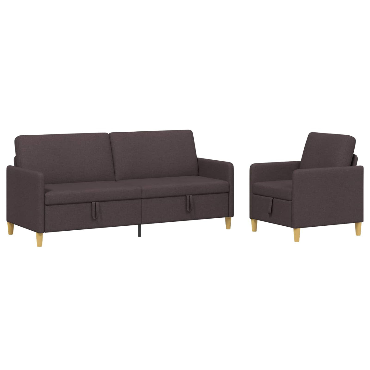 Set di Divani con Storage 2 pz Marrone Scuro Poliestere