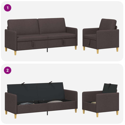 Set di Divani con Storage 2 pcs Marrone Scuro Poliestere | homemem39