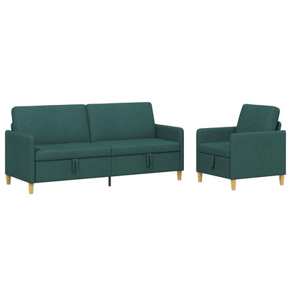 Set di Divani con Storage 2 pz Verde Scuro Poliestere