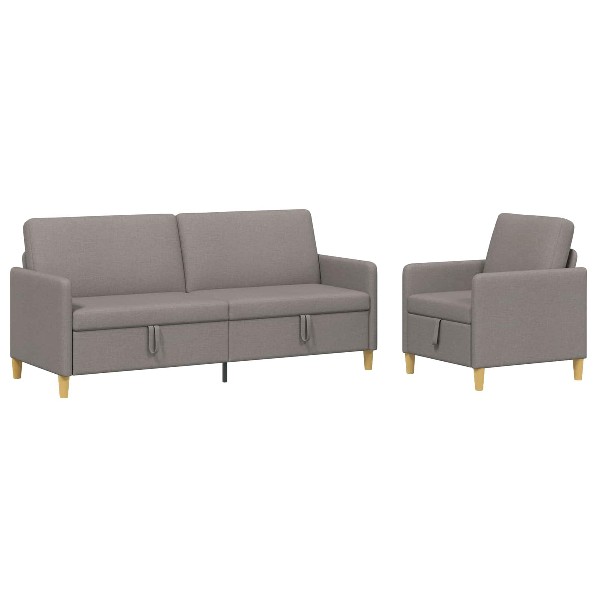 Set di Divani con Storage 2 pz Tortora Poliestere
