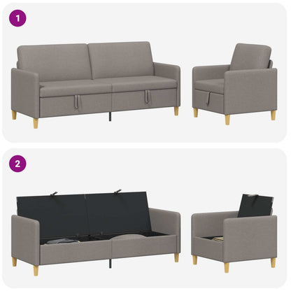 Set di Divani con Storage 2 pcs Tortora Poliestere | homemem39