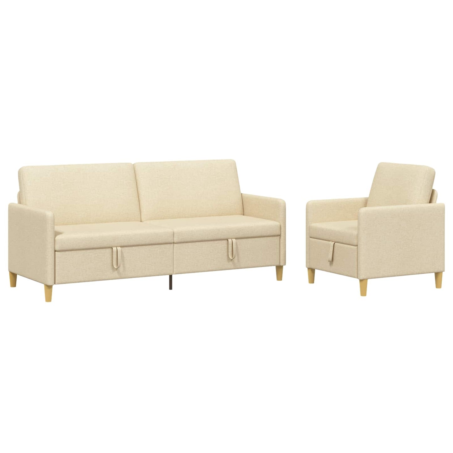 Set di Divani con Storage 2 pz Crema Poliestere