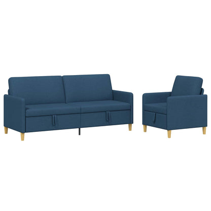 Set di Divani con Storage 2 pz Blu Poliestere