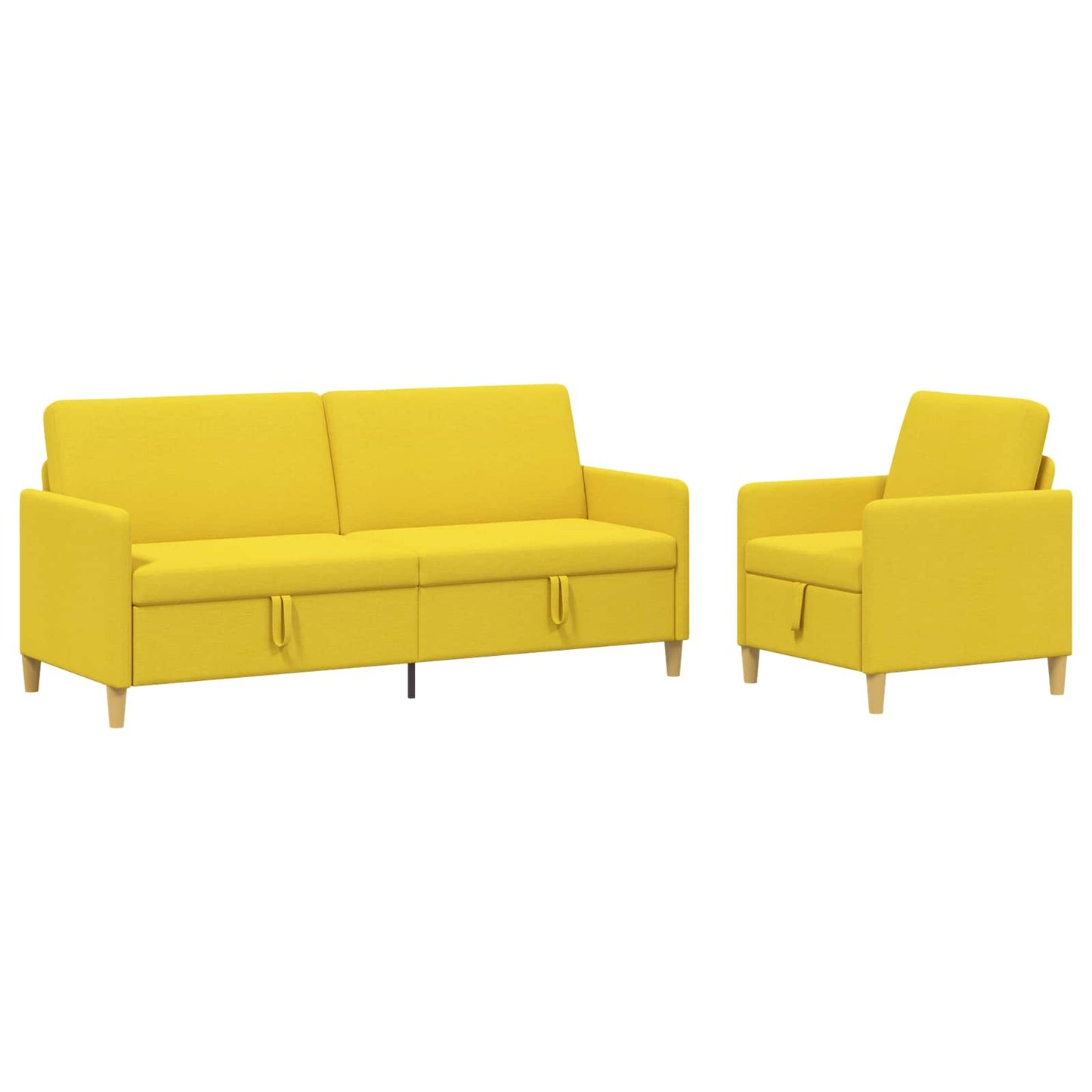 Set di Divani con Storage 2 pz Giallo Chiaro Poliestere